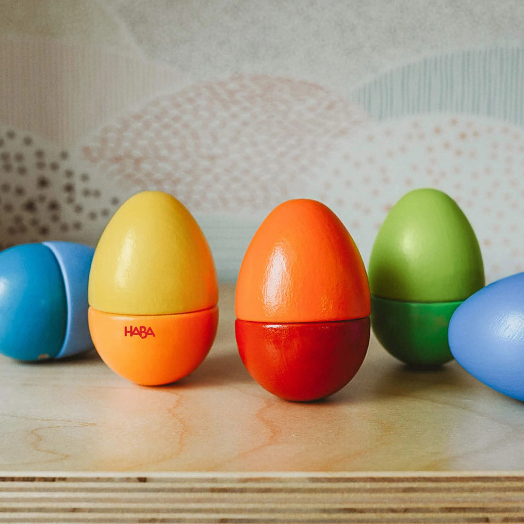 Parent-approved learning Fun With Sounds Wooden Eggs - Wooden Rattles
