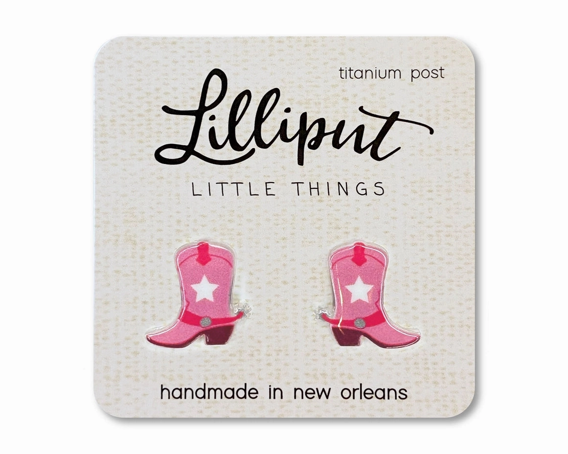 Pink Cowgirl Boot Earrings Tiny thinkers