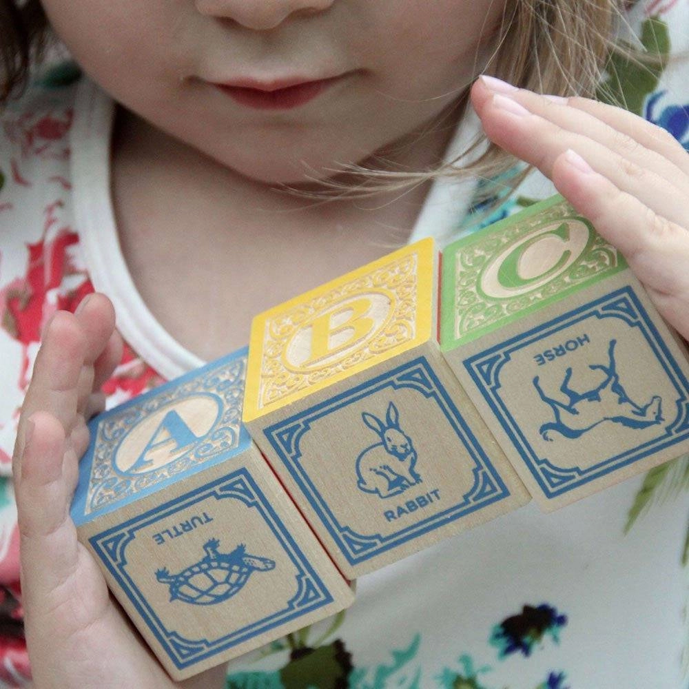 Sensory fun for little hands Busy kids Classic Wooden Alphabet Blocks With Wagon