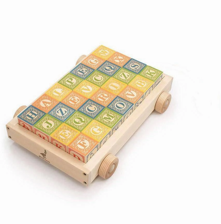 Creative time for curious minds Curiosity starters Classic Wooden Alphabet Blocks With Wagon