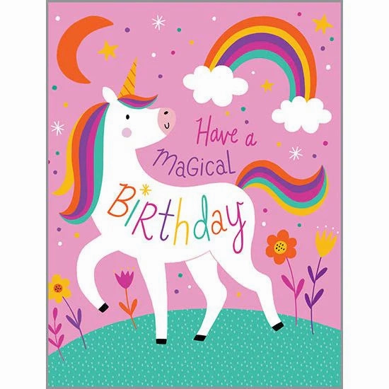 Curious minds Smart activities for young learners Magical Unicorn Birthday Card