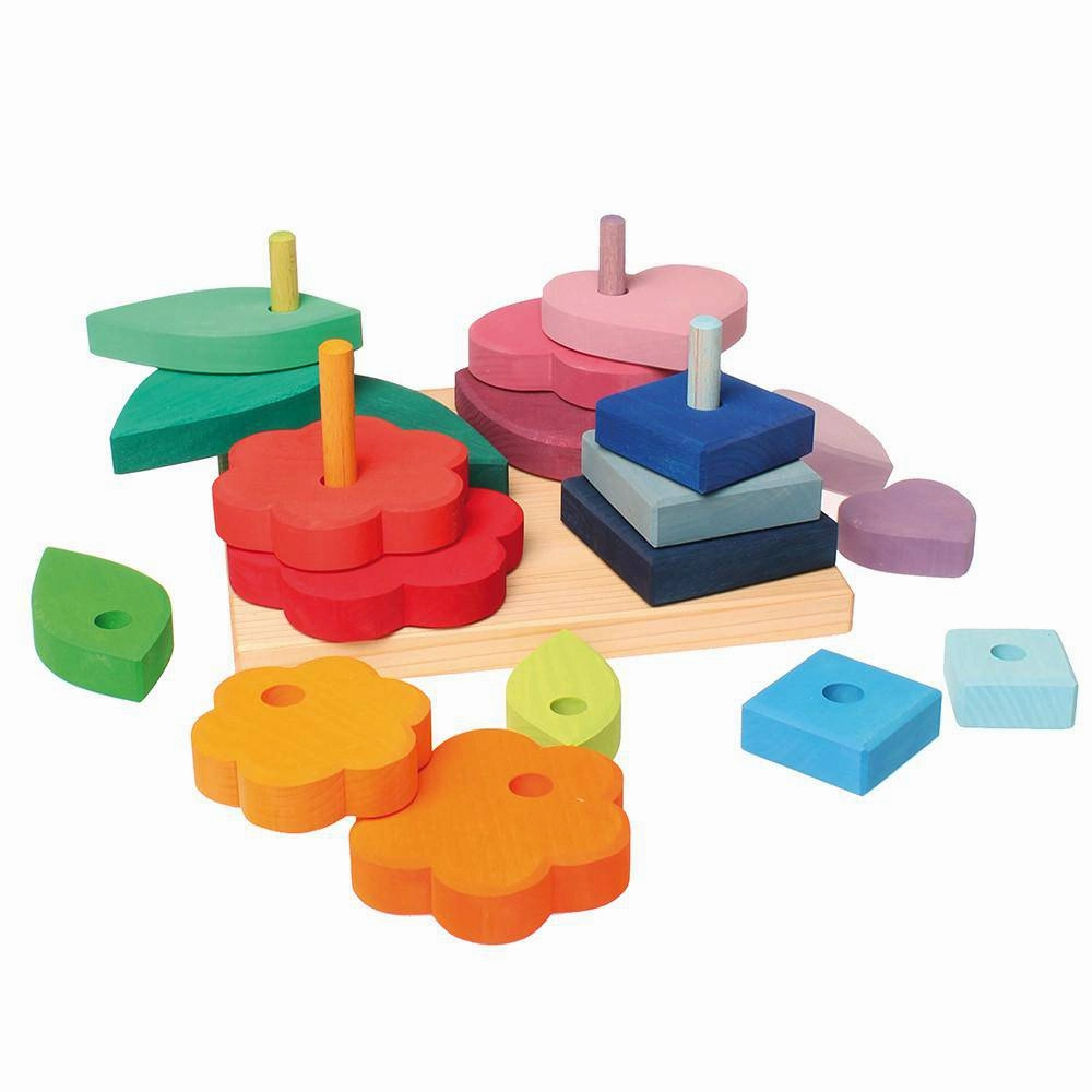 Learning through play Shapes And Colors - Wooden Stacking And Sorting Toy