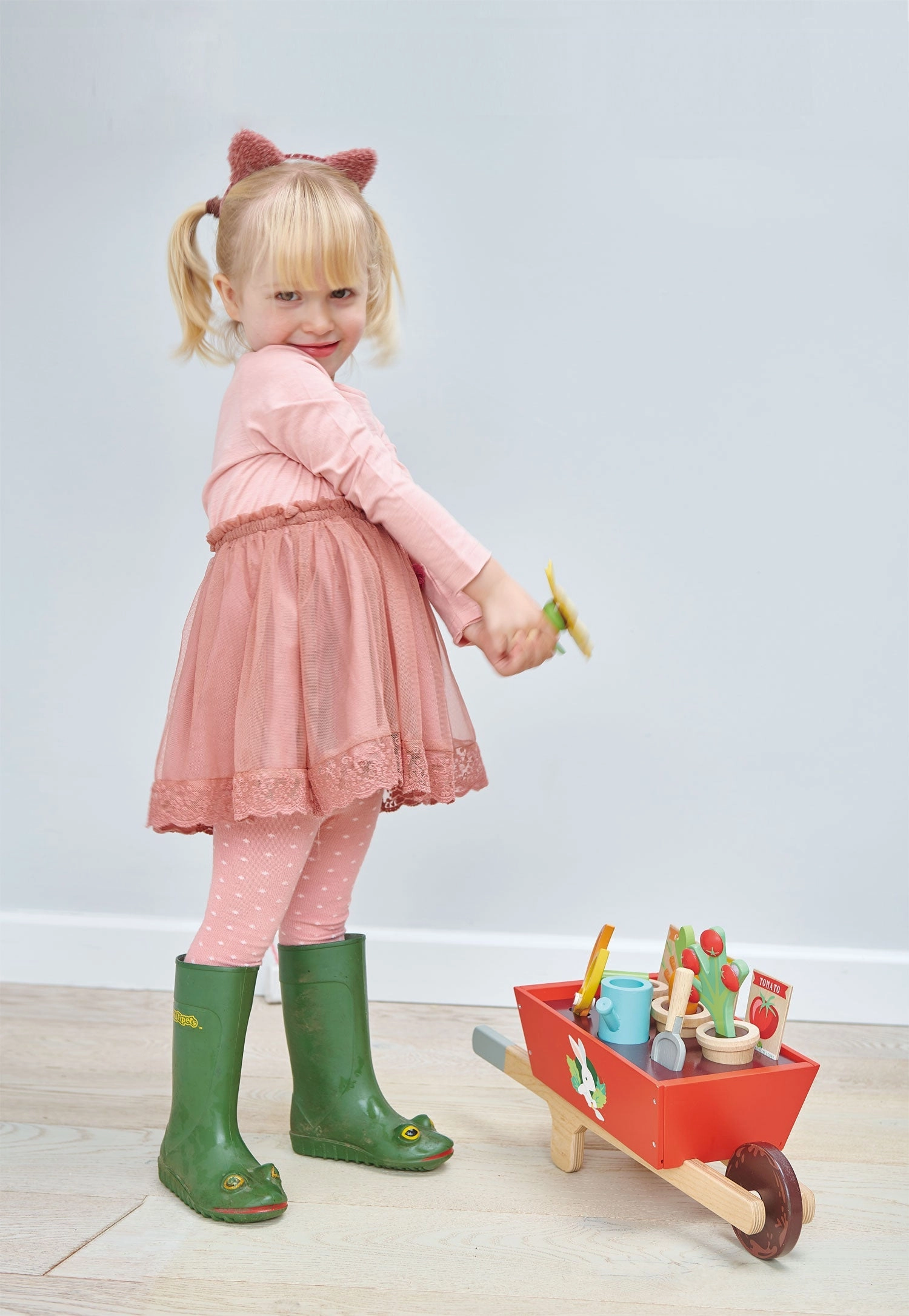 Wooden Garden Wheelbarrow Set Tiny thinkers Imaginative play