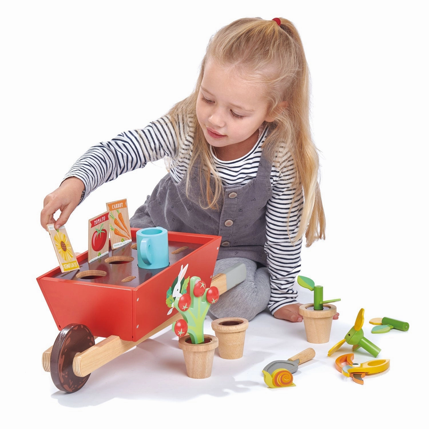 Wooden Garden Wheelbarrow Set Little creators Tiny thinkers