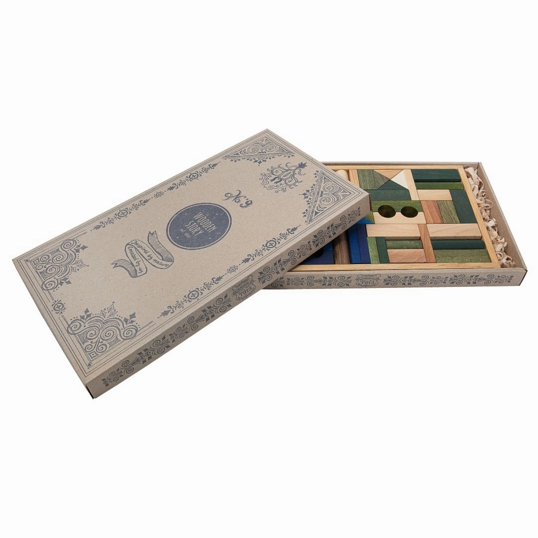 Cool Colored Wooden Block Set With Storage Tray - 54 Pieces Growing minds