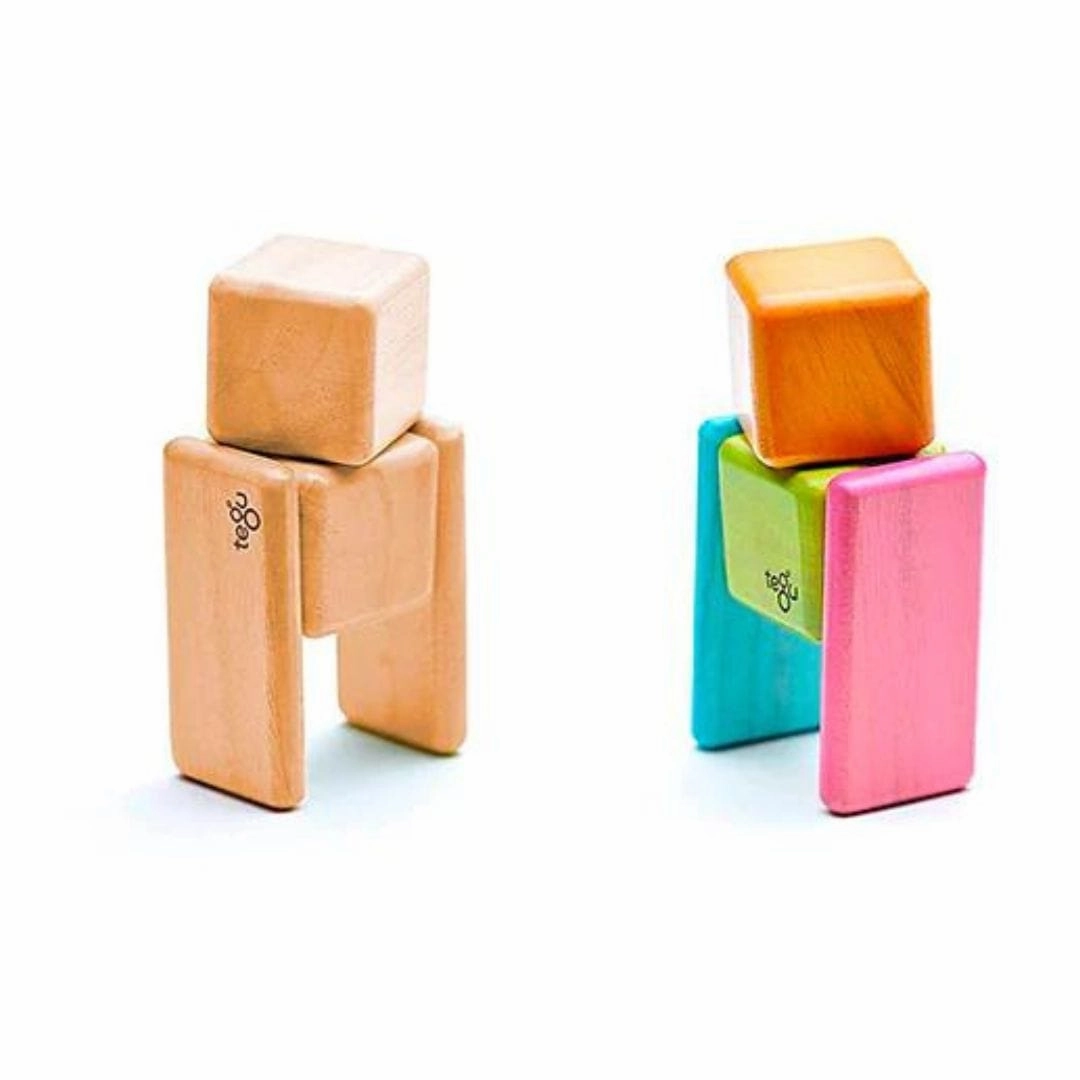 Tiny thinkers Young minds at work Pocket Pouch Wooden Magnetic Blocks - Tints