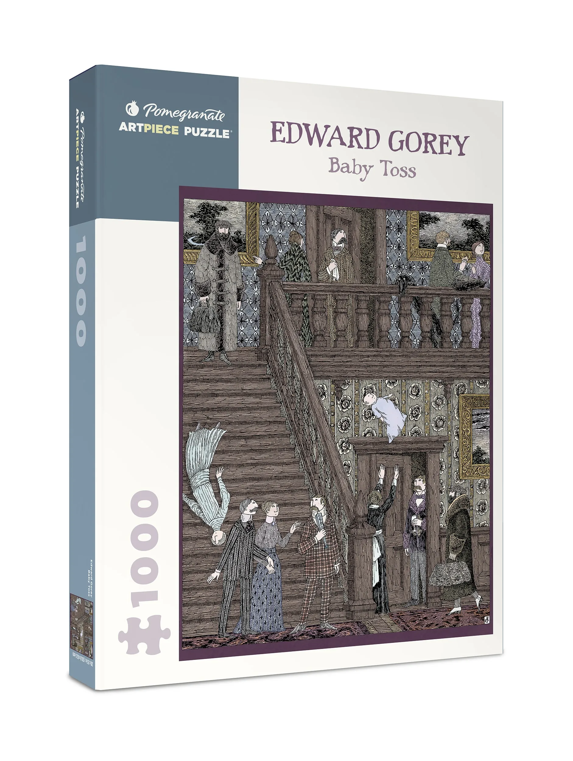 Smart kids gear Quiet play for growing minds Pomegranate Edward Gorey "Baby Toss" 1000 Piece Jigsaw Puzzle
