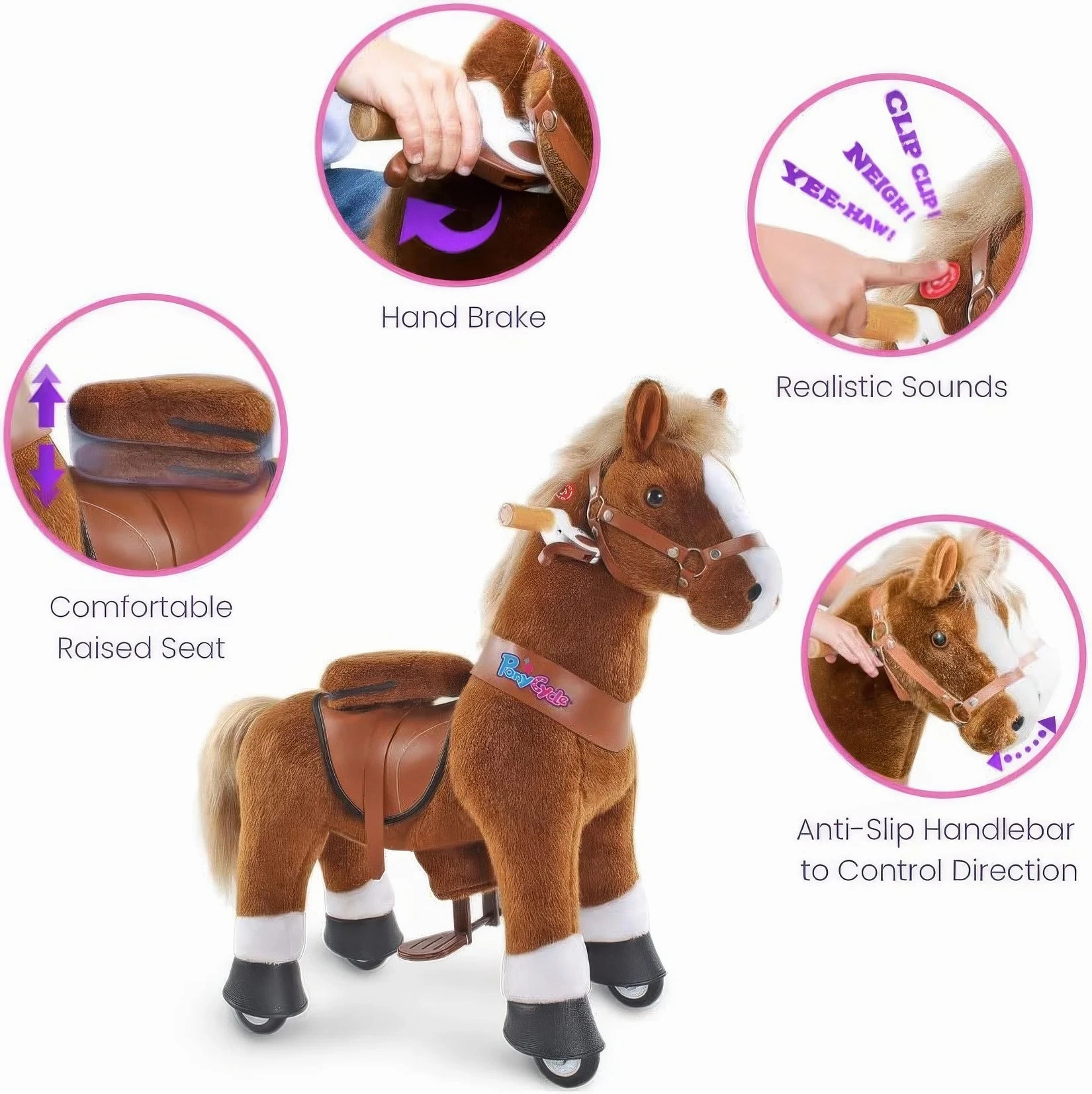 Play-based education Thoughtful learning Ponycycle Mechanically Walking Ride-On - Brown Horse - Age 7  Years