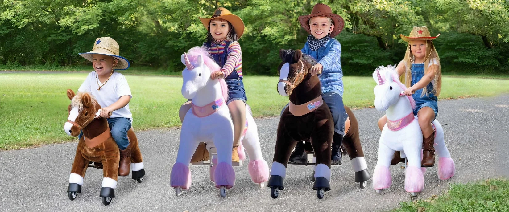 Smart & fun Young learners Ponycycle Mechanically Walking Ride-On Black Horse - Ages 4-8