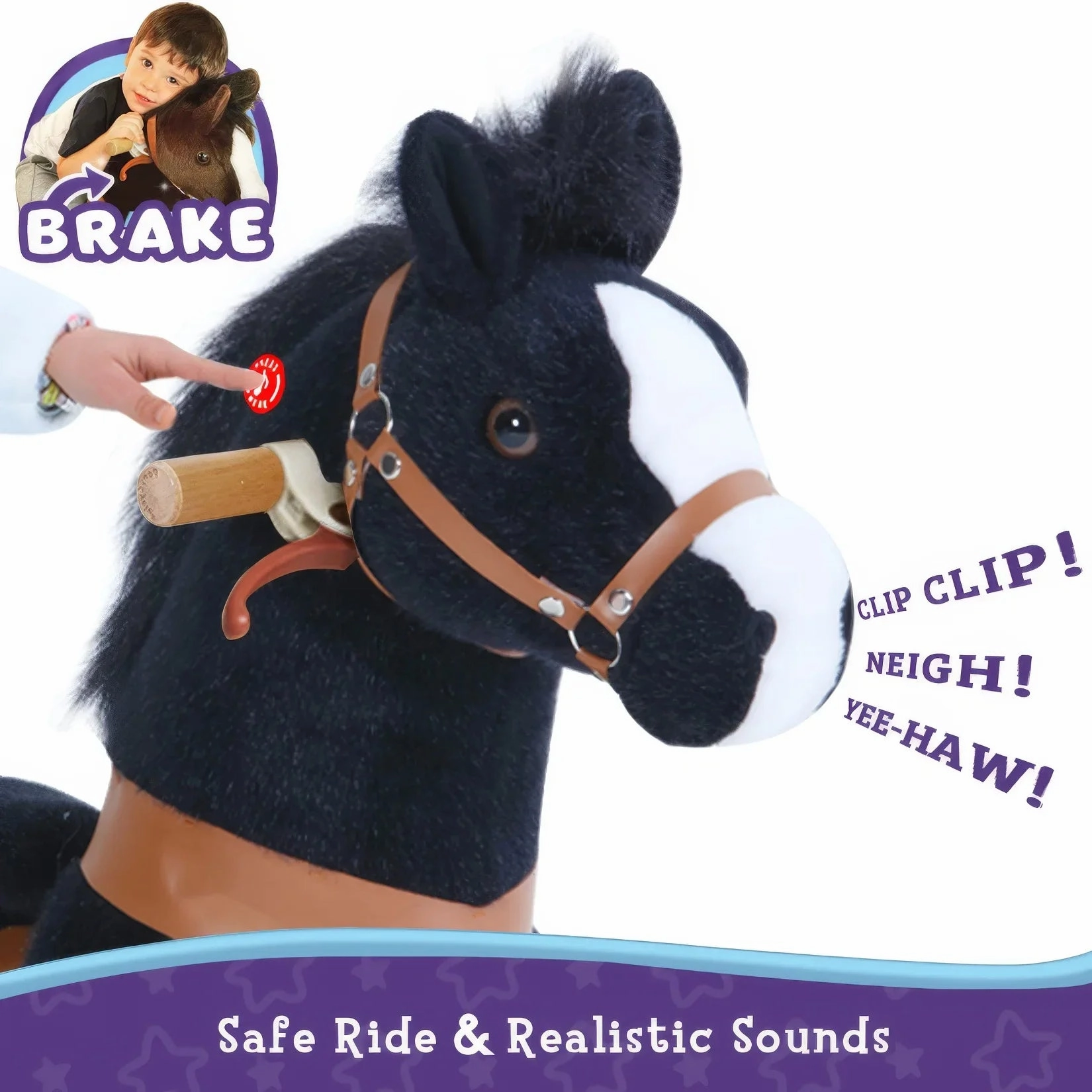 Ponycycle Mechanically Walking Ride-On Black Horse - Ages 4-8 Enrichment activities
