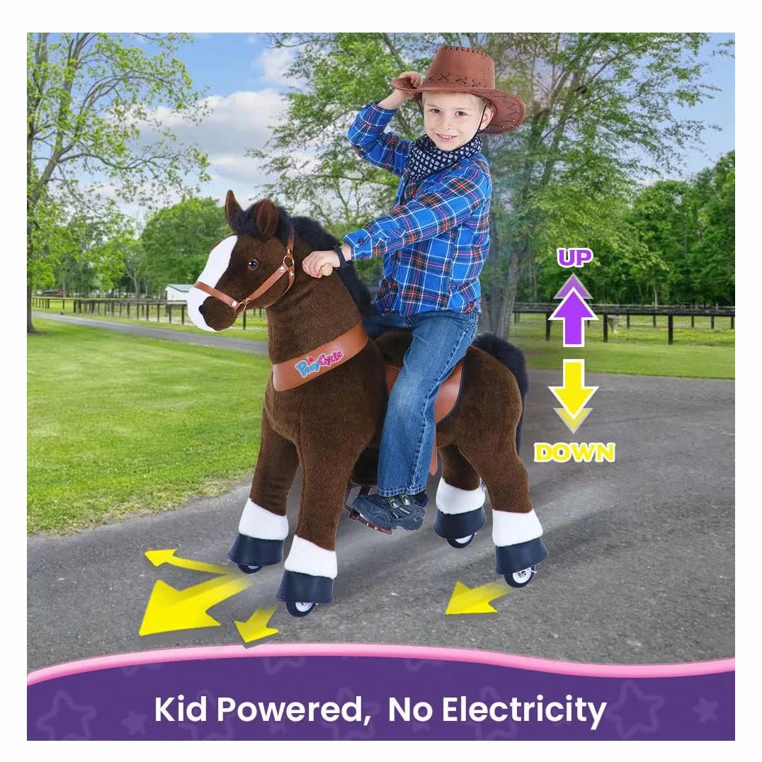 Ponycycle Mechanically Walking Ride-On Horse, Chocolate - Ages 4-8 Imaginative play