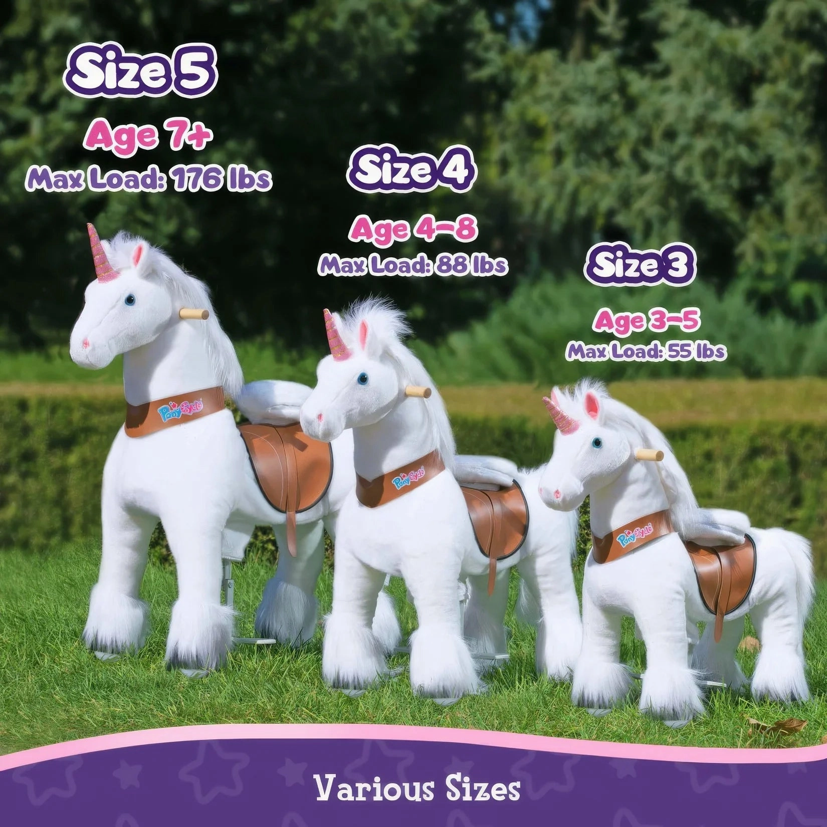 Everyday learning Growing minds Ponycycle Mechanically Walking Ride-On White Unicorn - Ages 3-5 Years