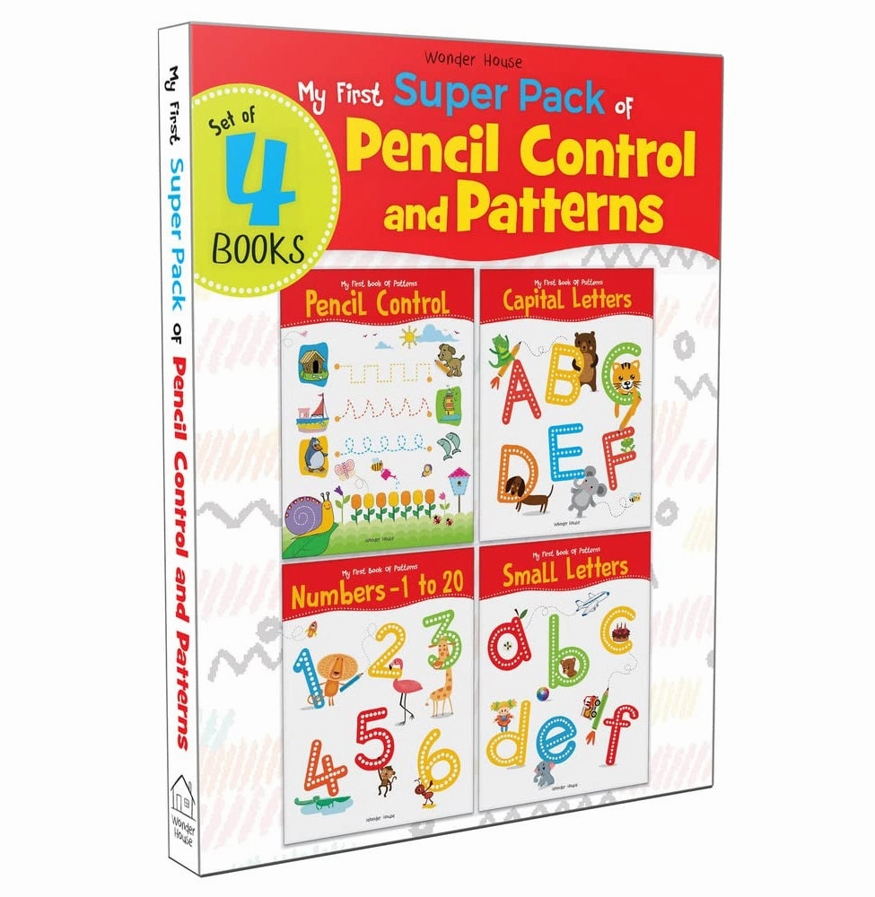My First Super Boxset Of Pencil Control And Patterns : Pack Of 4 Interactive Activity Books To Practice Patterns Numbers And Alphabet [Paperback] Wonder House Books Growing minds Mini makers