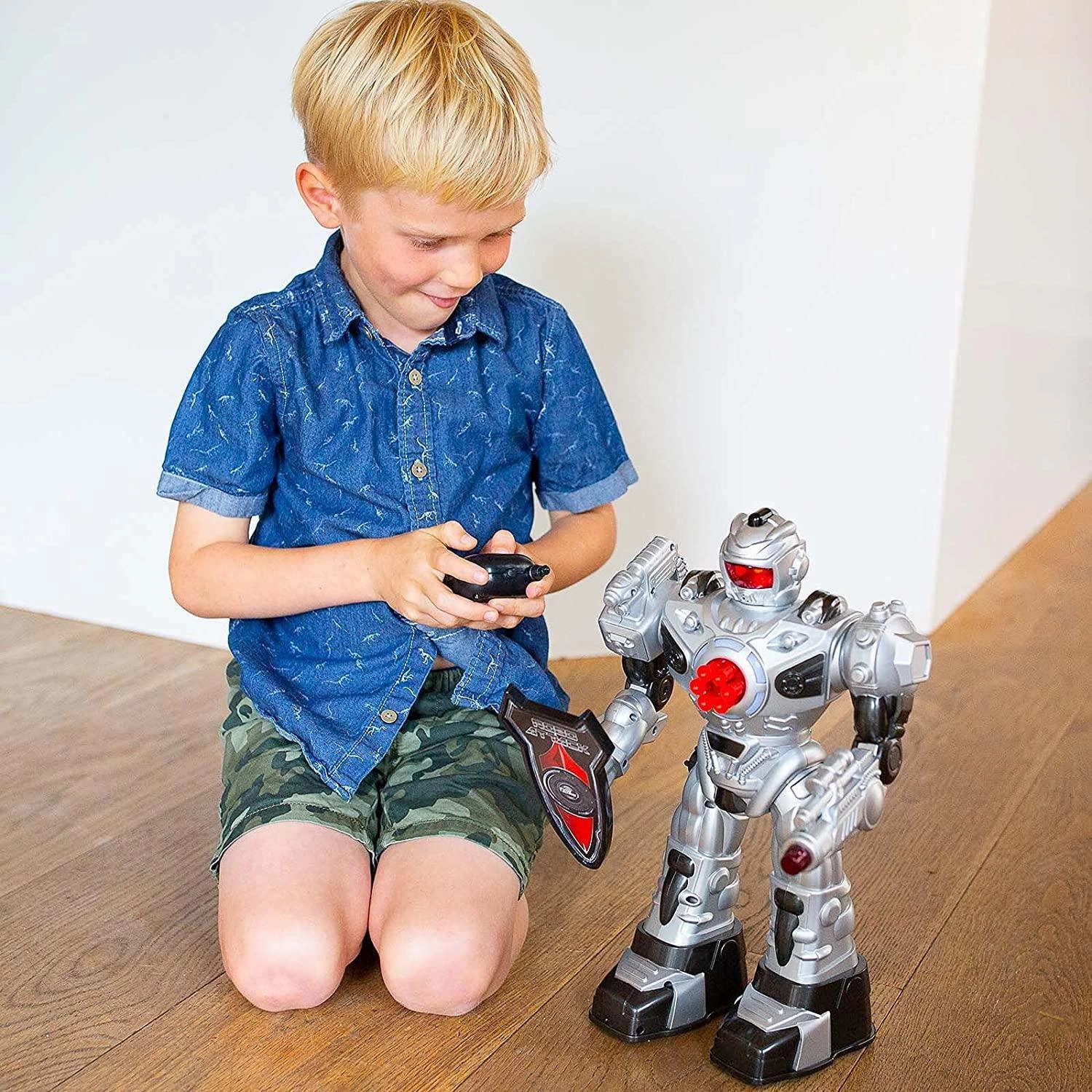 Roboattack Large Remote Control Interactive Robot - Silver Smart kids gear Play-based education