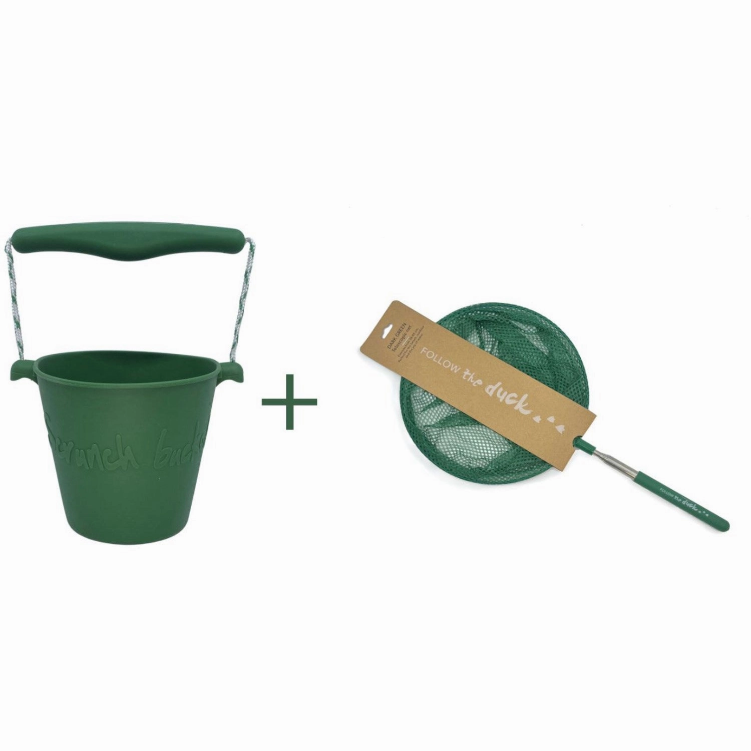 Creative kids Scrunch & Follow The Duck Dark Moss Green Bucket And Fishing Net Bundle