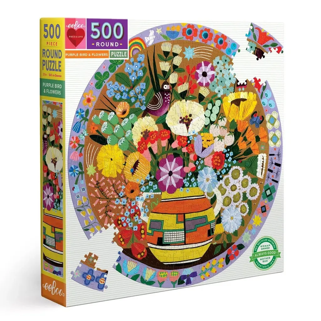 Purple Bird And Flowers 500 Pc Rd Puzzle Young learners