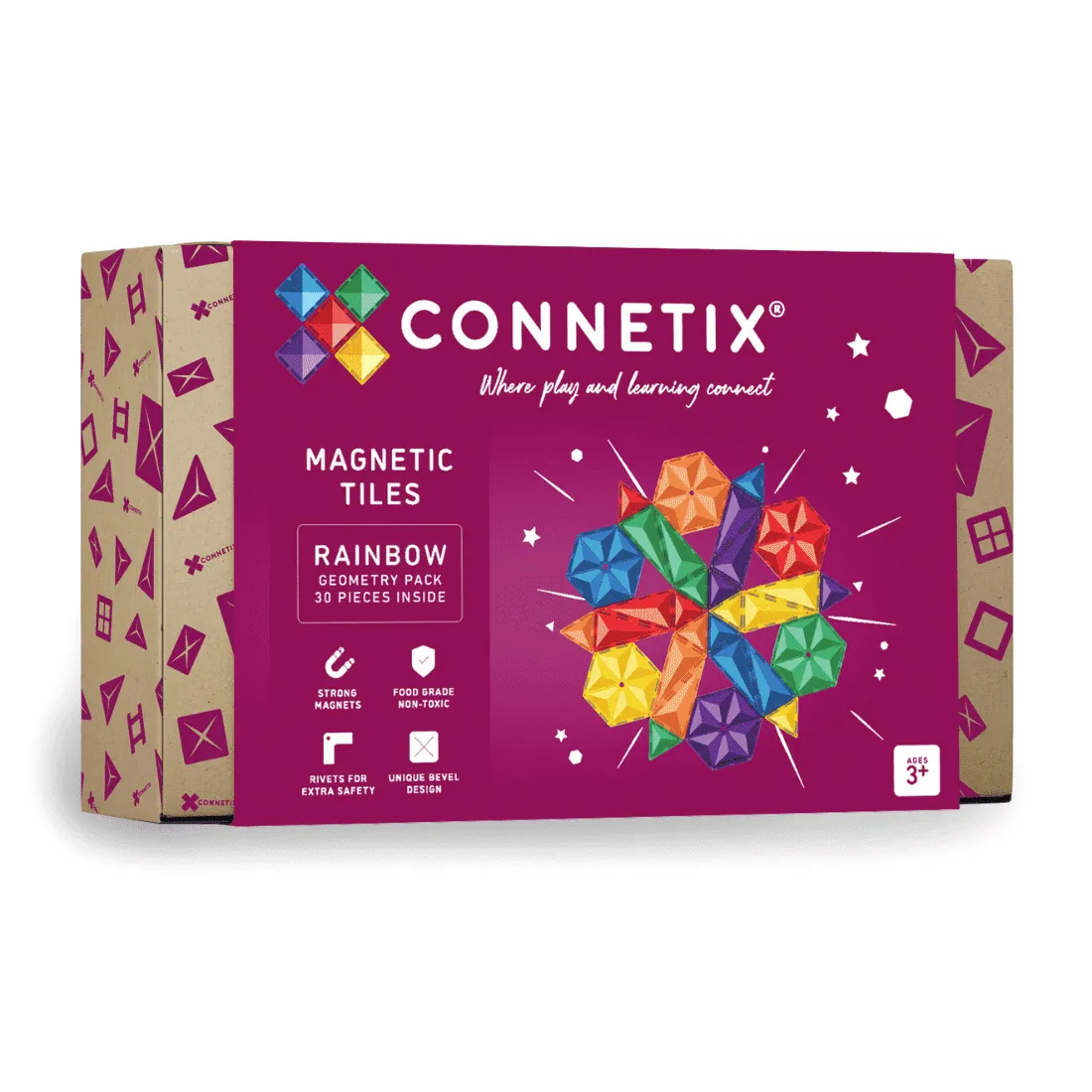 Mindful play Connetix Rainbow Geometry Pack (30 Pc)