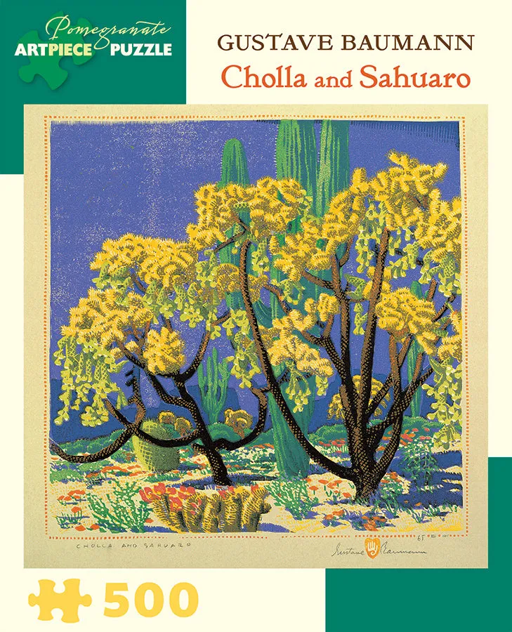 Pomegranate Gustave Baumann- Cholla And Sahuaro 500-Piece Jigsaw Puzzle Tiny thinkers Parent-approved learning