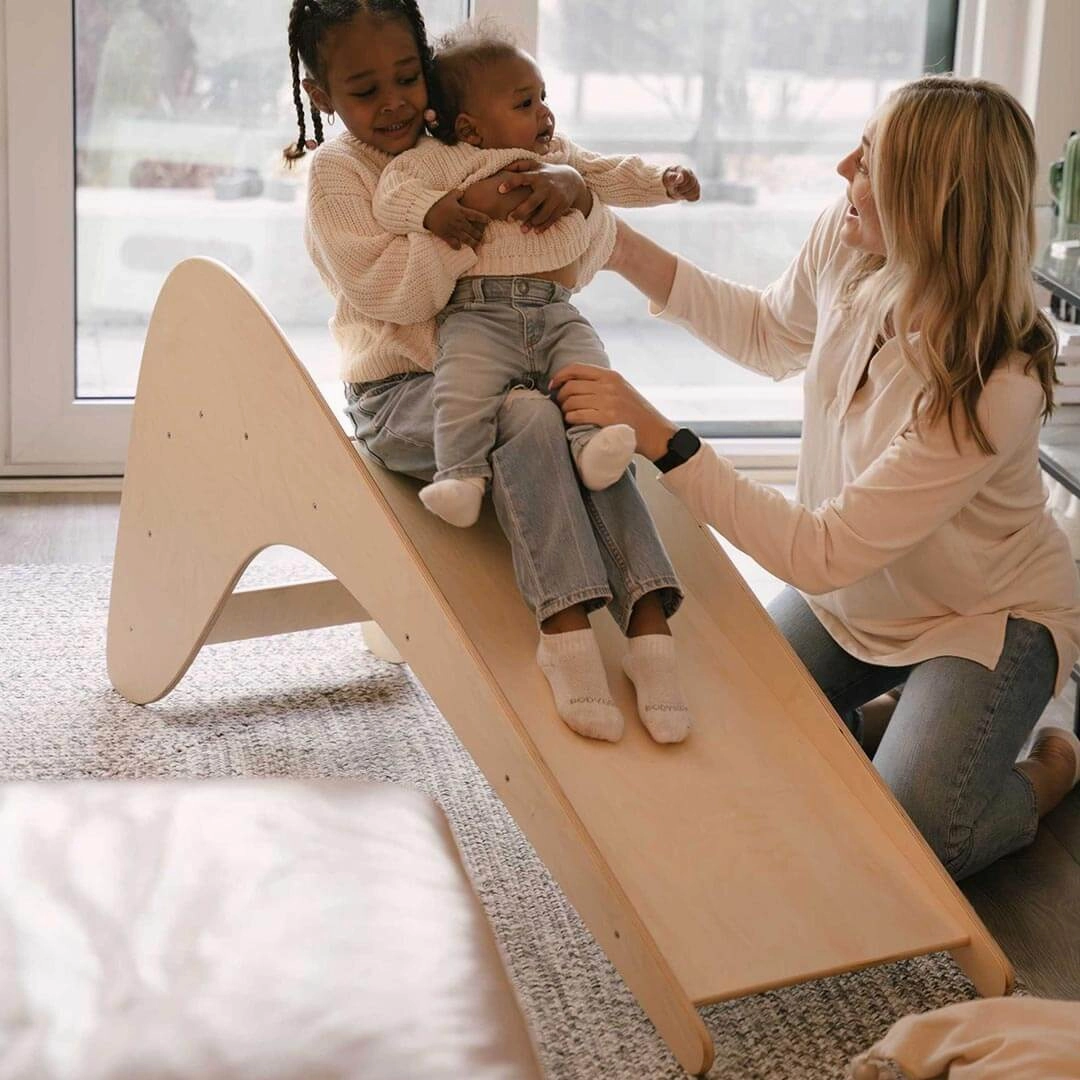 Nurturing minds Wooden Playramp Slide - Natural