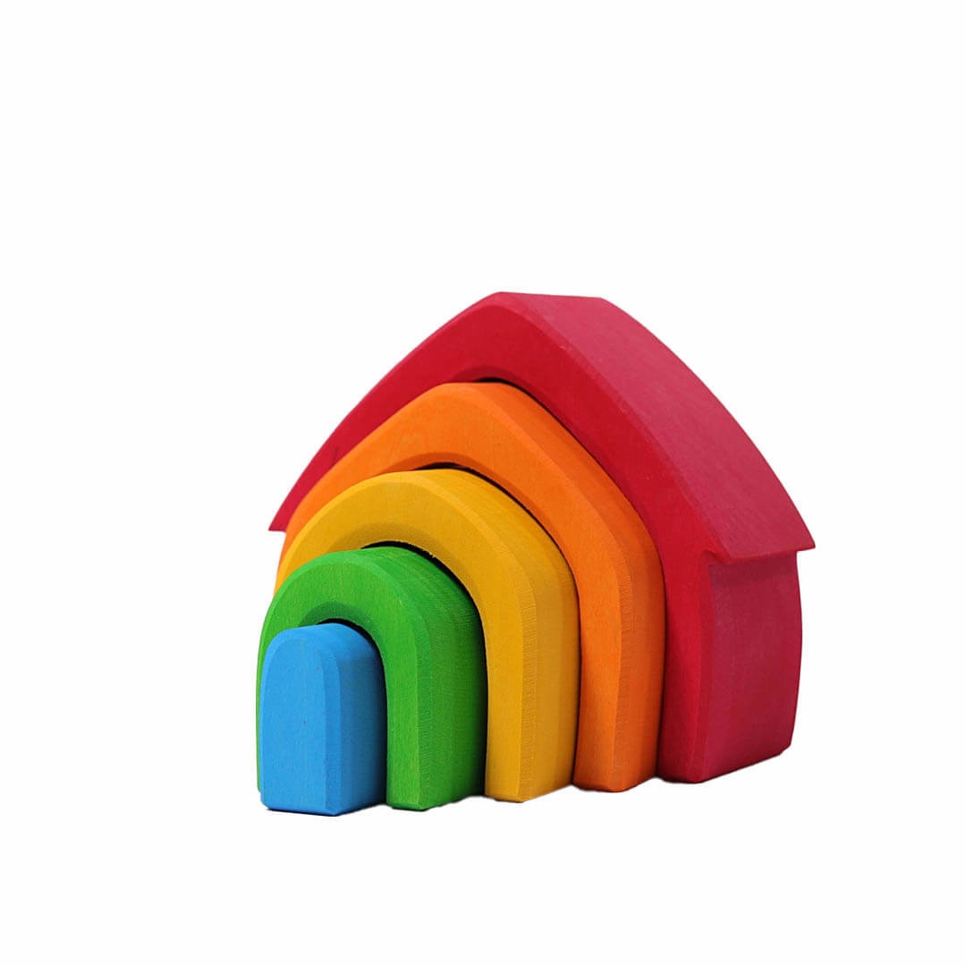 Early discovery Smart activities for young learners Wooden Rainbow Nesting House