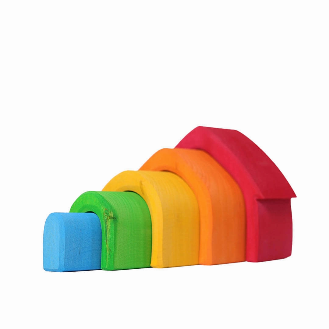 Wooden Rainbow Nesting House Young learners Play-based education