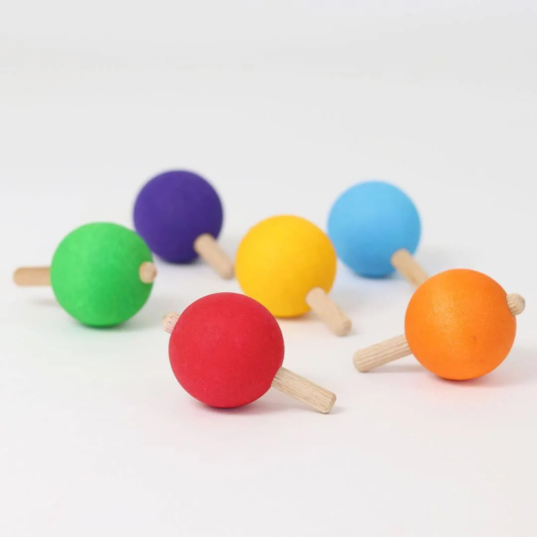 Curious minds Growing minds Rainbow Spinning Tops - Set Of 6