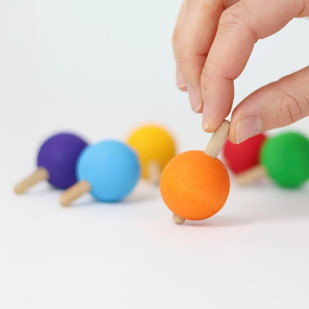 Learning fun Creative time for curious minds Rainbow Spinning Tops - Set Of 6
