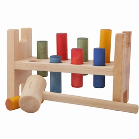 Rainbow Pound-A-Peg - Wooden Hammer Bench Growing minds Learn at home
