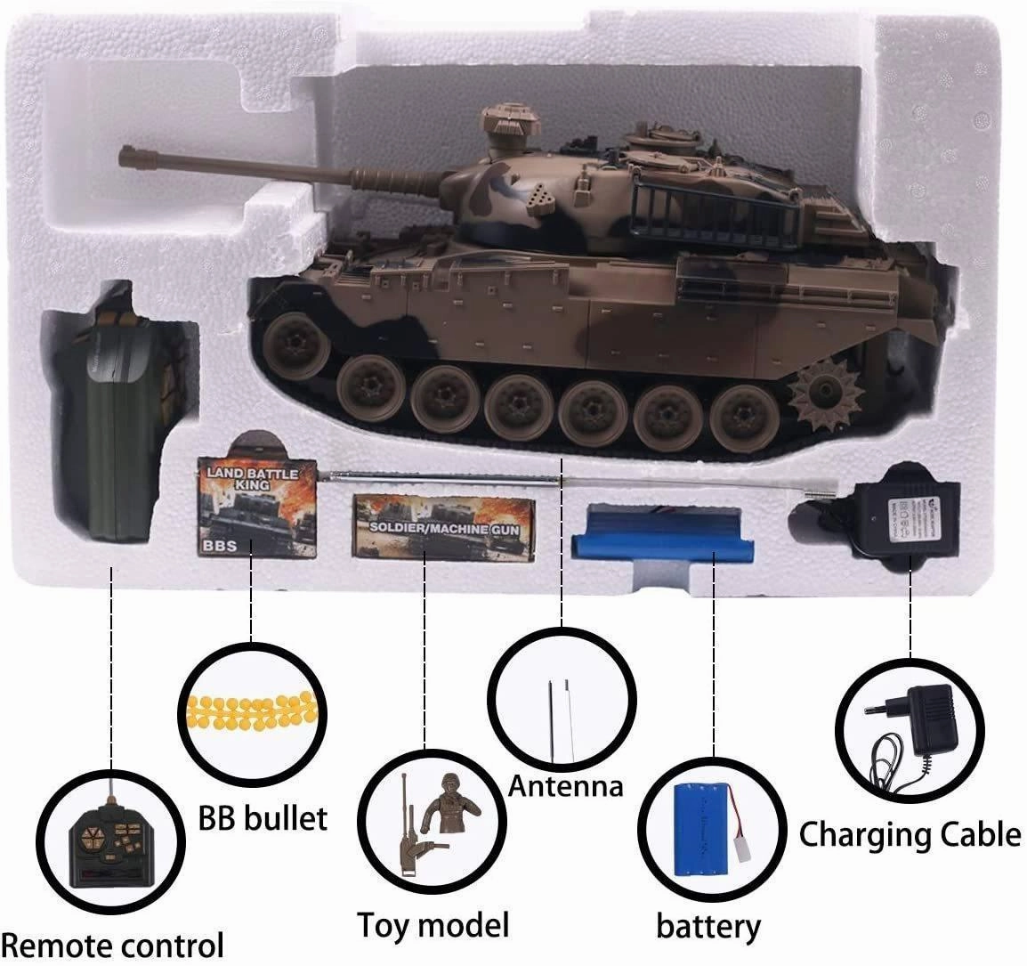 Remote Control Military Tank 1:18 Scale Replica For Shooting Bb Bullets Learning fun