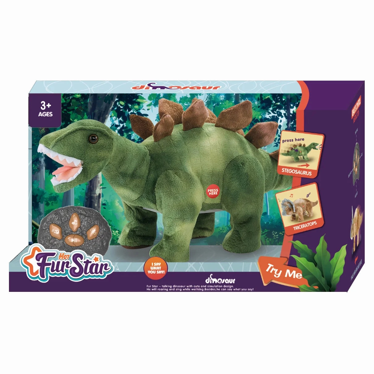 Playroom adventures begin here Kid-focused experiences Remote Controlled Interactive Rc Plush Dinosaur - Stegasaurus