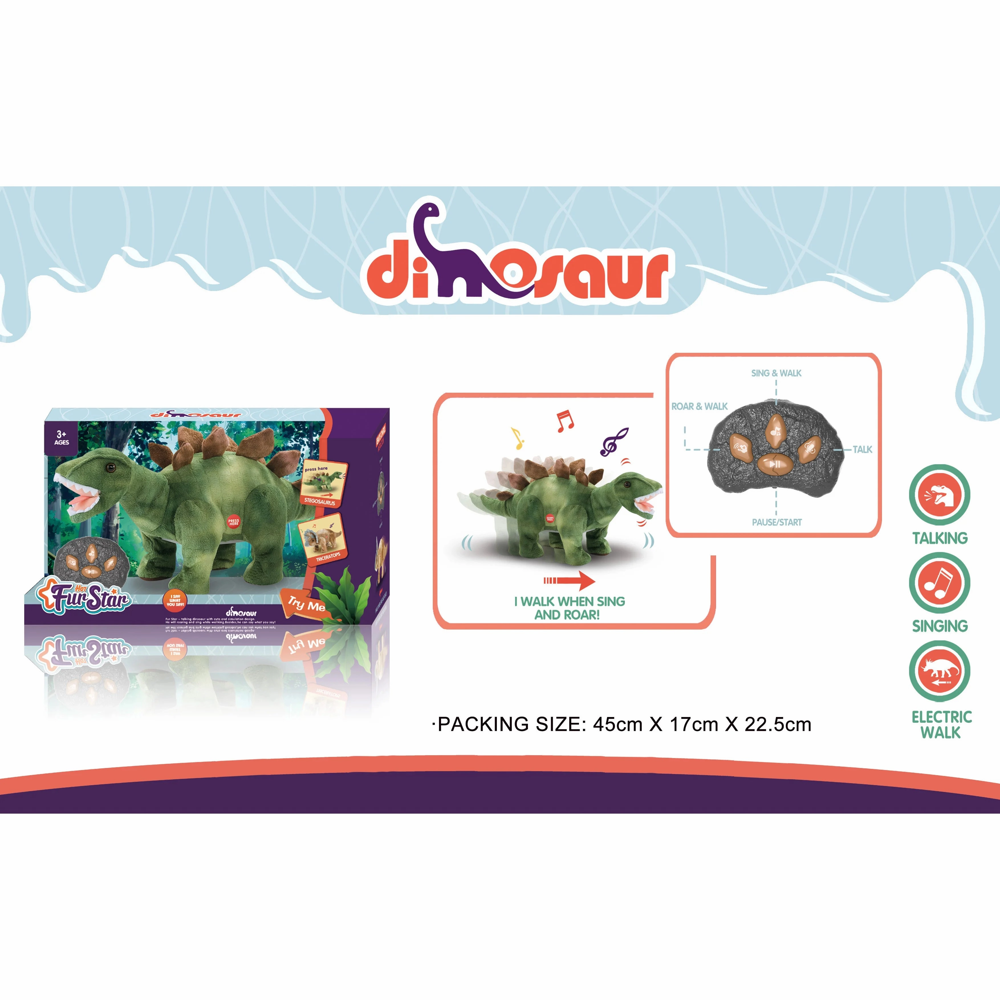Remote Controlled Interactive Rc Plush Dinosaur - Stegasaurus Smart activities for young learners