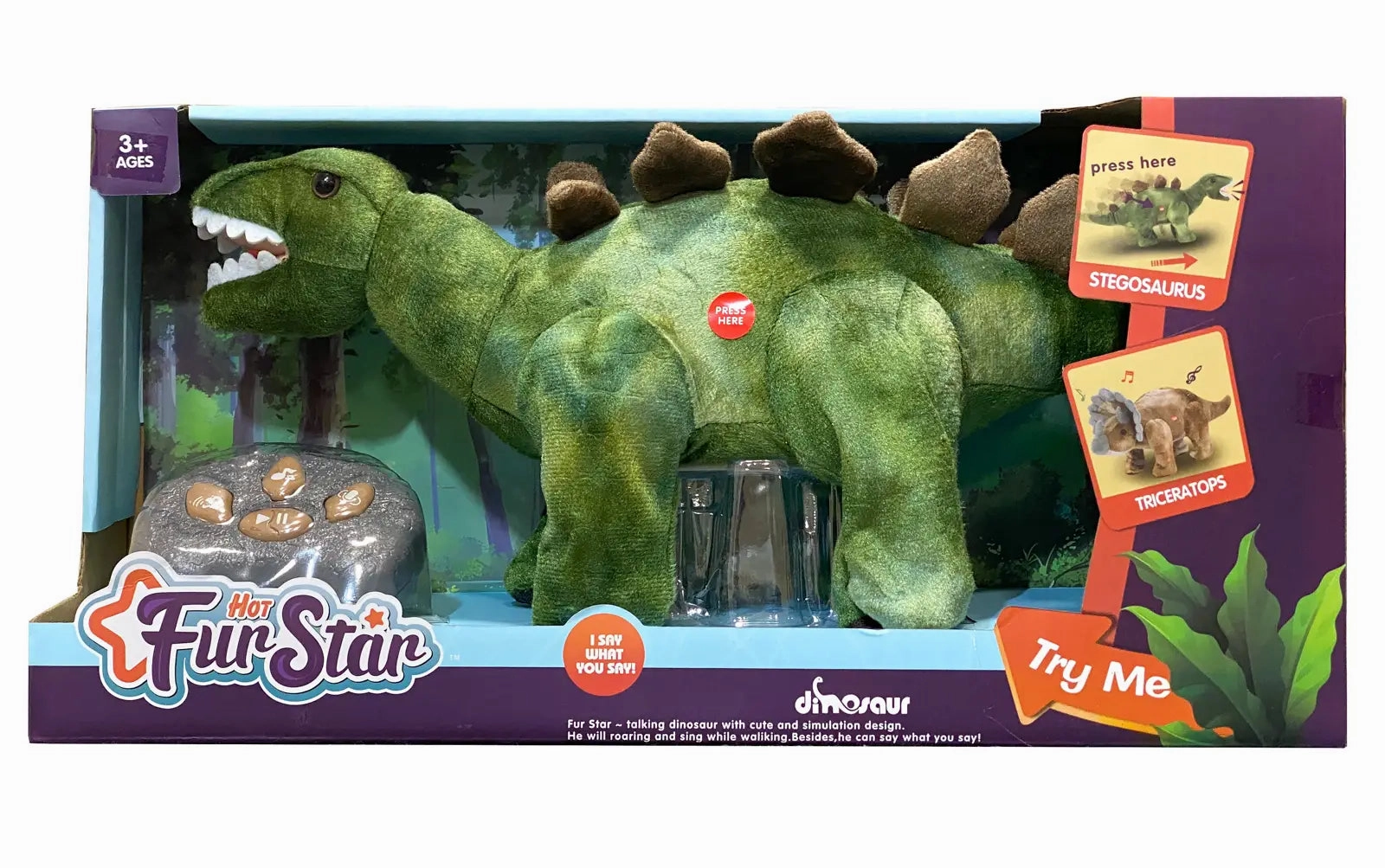Remote Controlled Interactive Rc Plush Dinosaur - Stegasaurus Little builders Creative time for curious minds