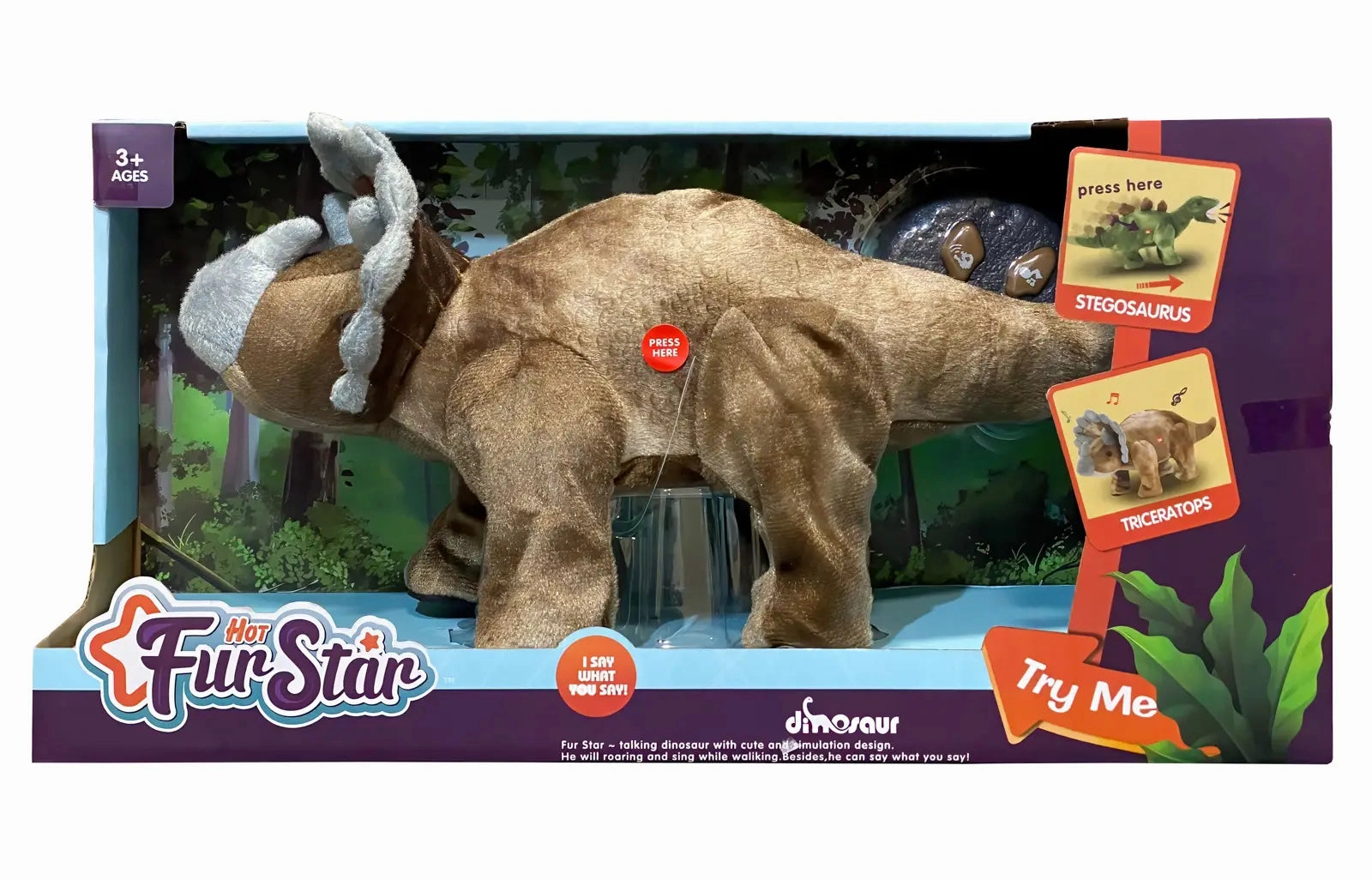 Remote Controlled Interactive Rc Plush Dinosaur Triceratops Play & learn Tiny thinkers