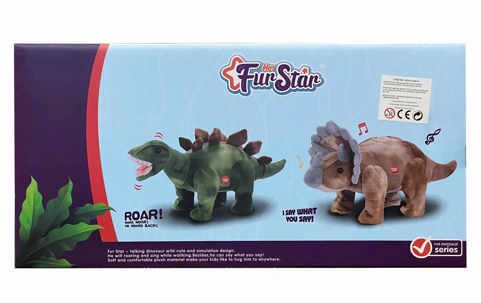 Fun that fuels growth Remote Controlled Interactive Rc Plush Dinosaur Triceratops