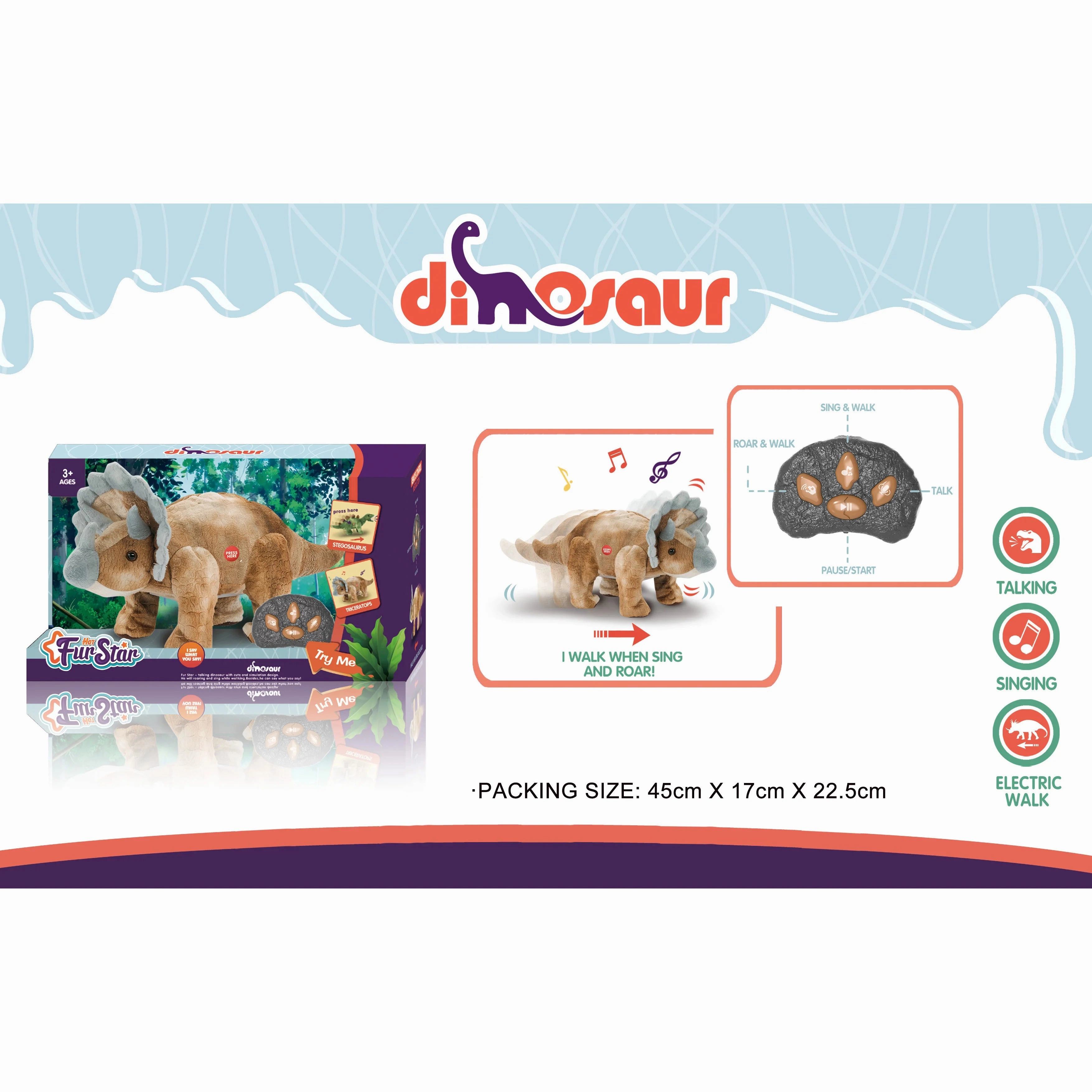 Tiny thinkers Remote Controlled Interactive Rc Plush Dinosaur Triceratops