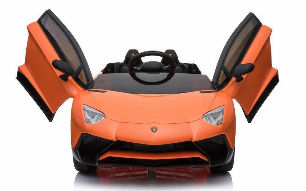 Ricco 12V 7A Lamborghini Aventador Sv Licensed Battery Powered Kids Electric Ride On Toy Car Bdm0913 Orange Young imaginations Little learners