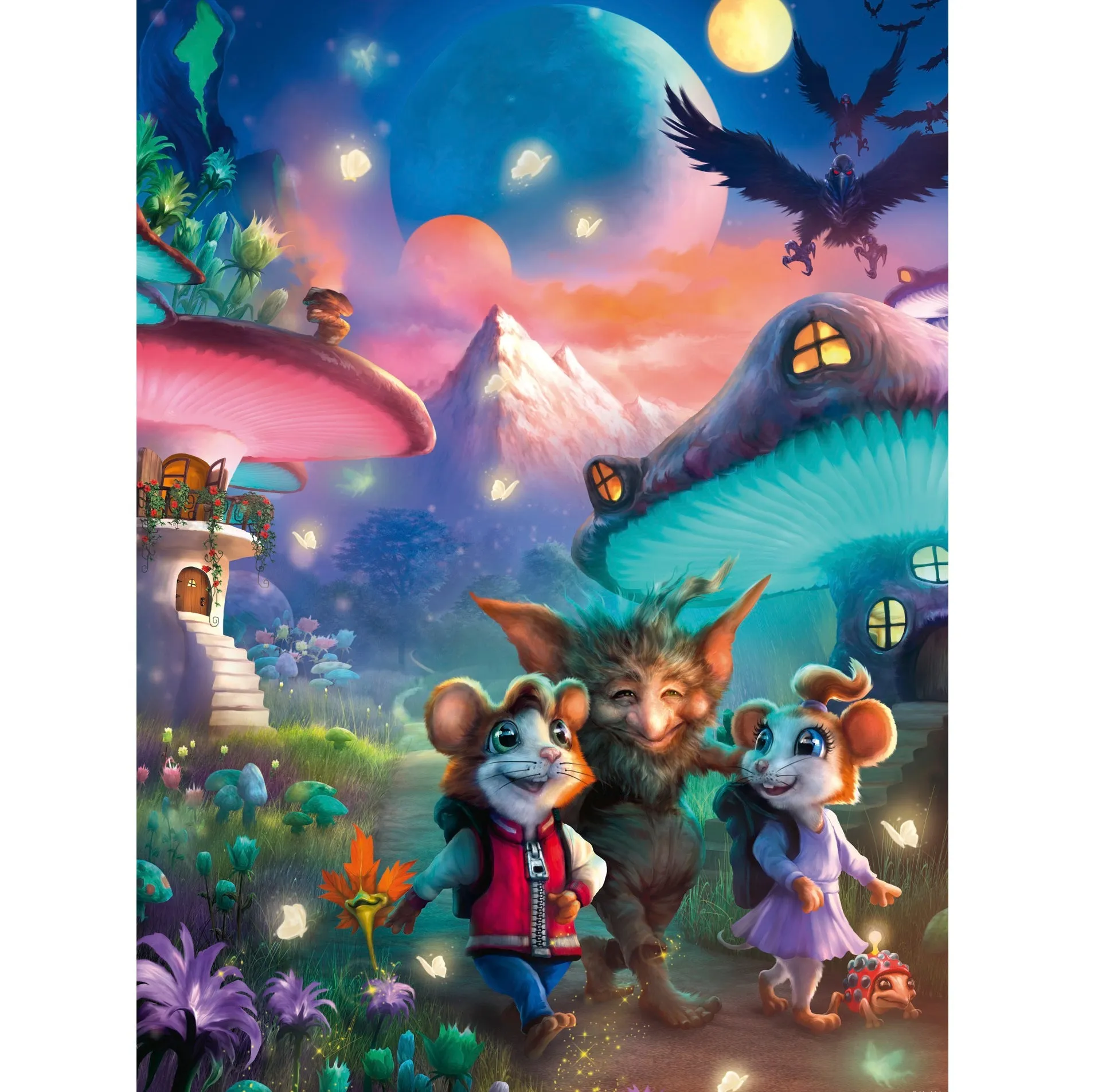 100 Pc Puzzle - Enchanting Mushroom Town Happy hands