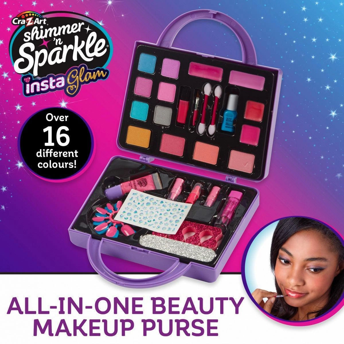 Shimmer N Sparkle Insta Glam All-In-One Beauty Makeup Purse Smart kids gear Play-based education
