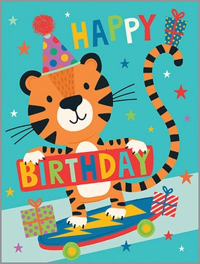 Skateboarding Tiger Birthday Card Skill-building tools