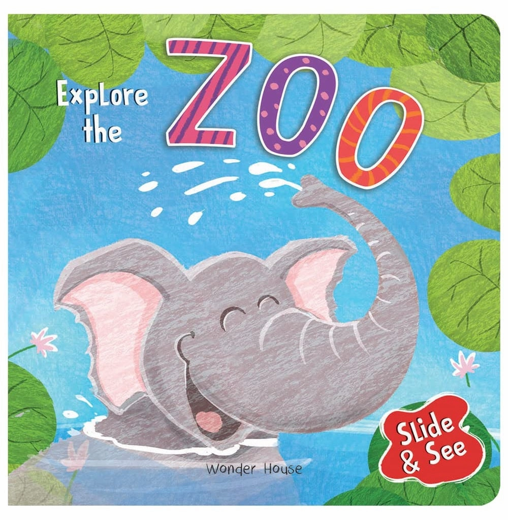 Joyful learning Creative minds Slide And See : Explore The Zoo : Sliding Novelty Board Book For Kids [Board Book] Wonder House Books