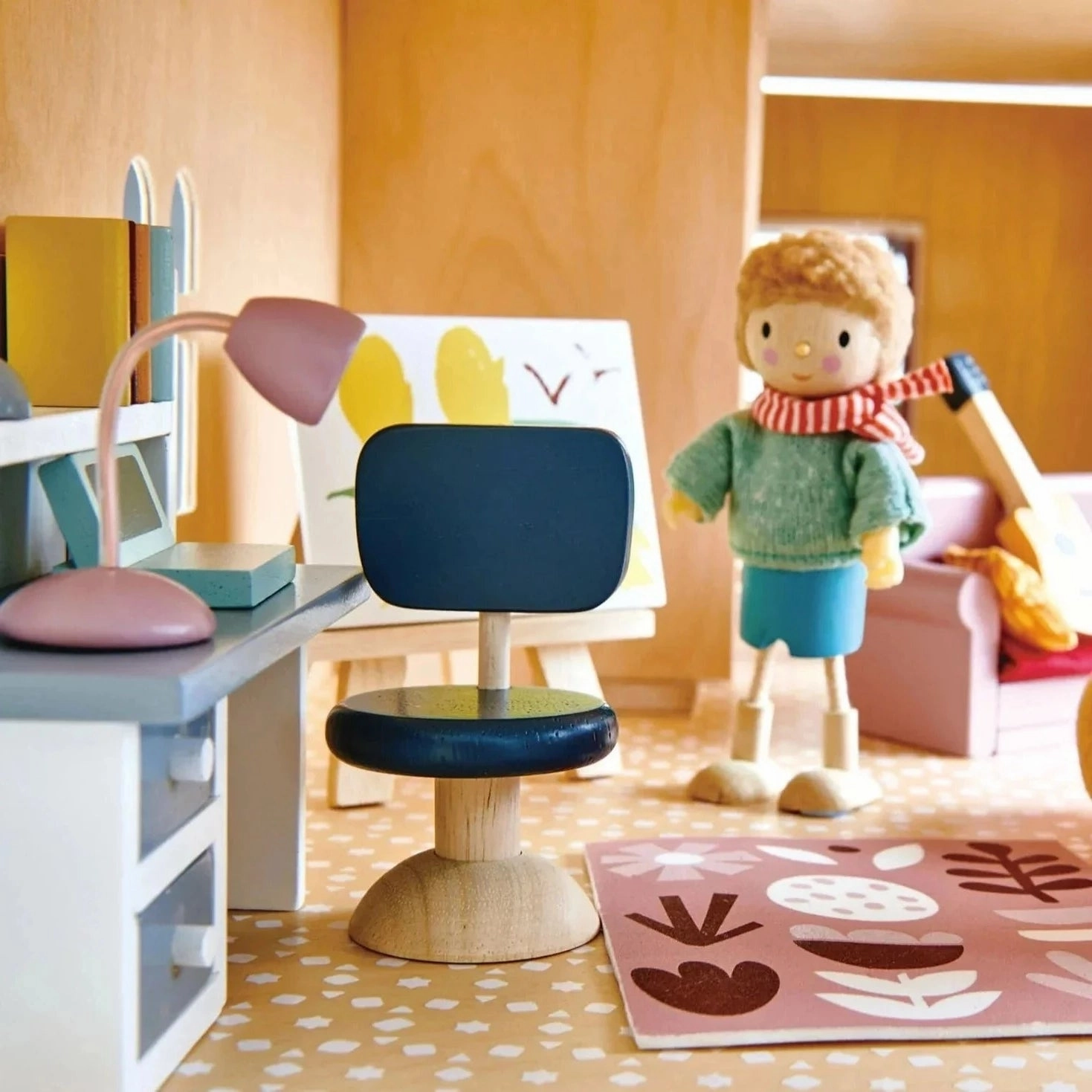 Enrichment activities Wooden Dollhouse Study Furniture Set