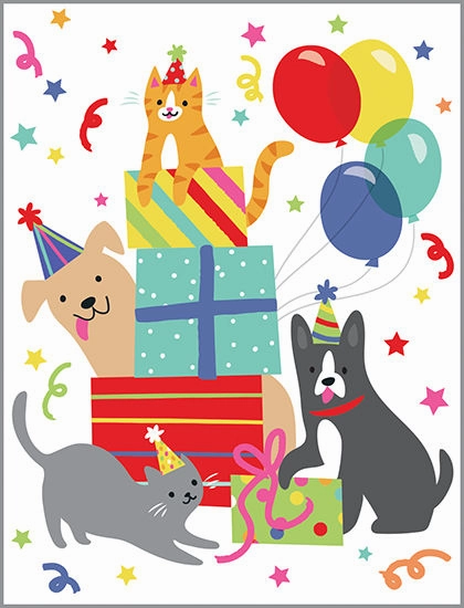 Dogs & Cats Birthday Card Smart kids gear Busy kids