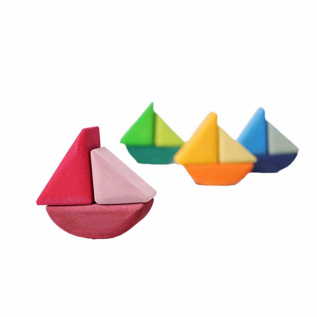 Thoughtful learning Young explorers Rolling Boats Wooden Blocks