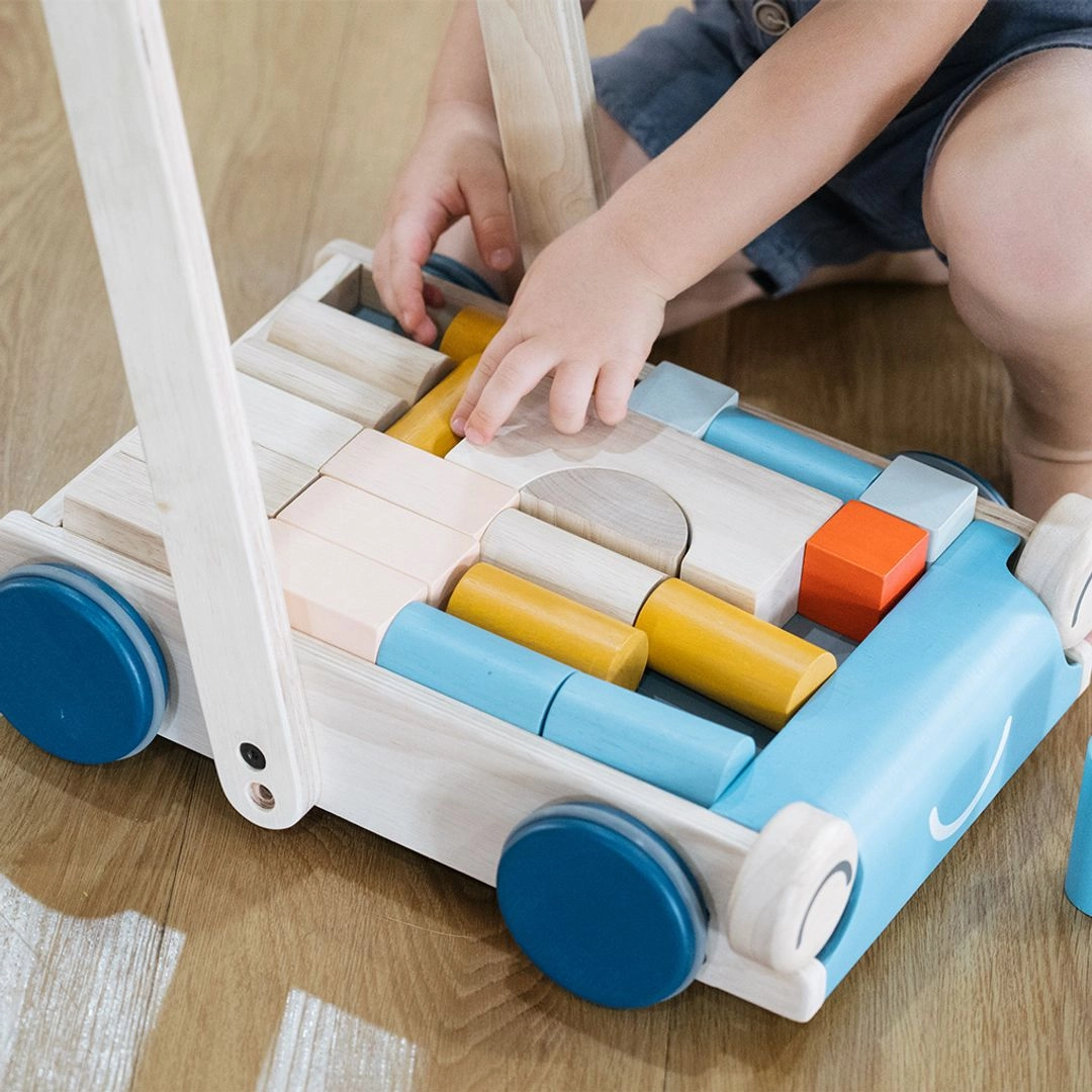 Wooden Baby Walker & Block Set Happy hands