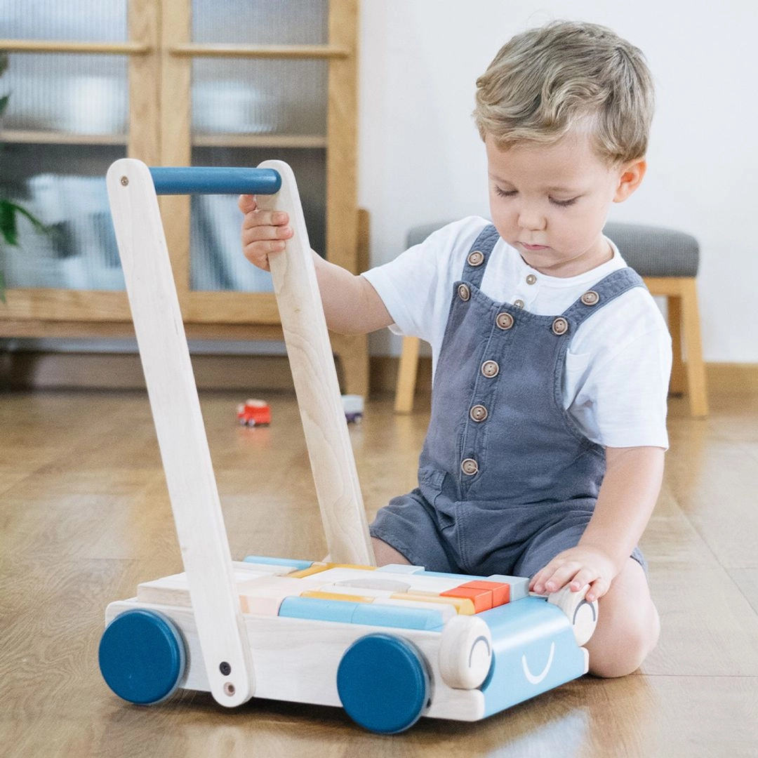 Learn & grow Thoughtful learning Wooden Baby Walker & Block Set