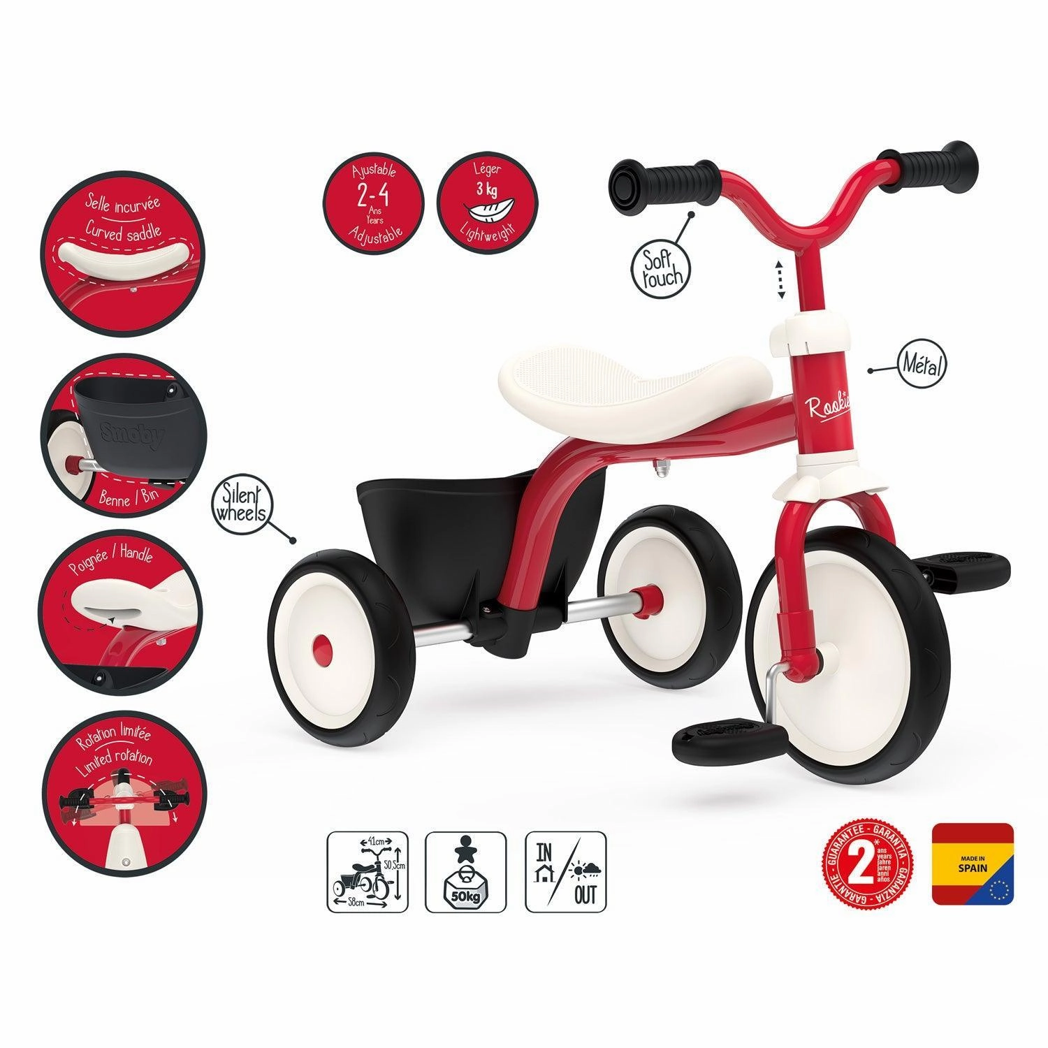 Smoby Rookie Trike Tricycle Exploration made fun