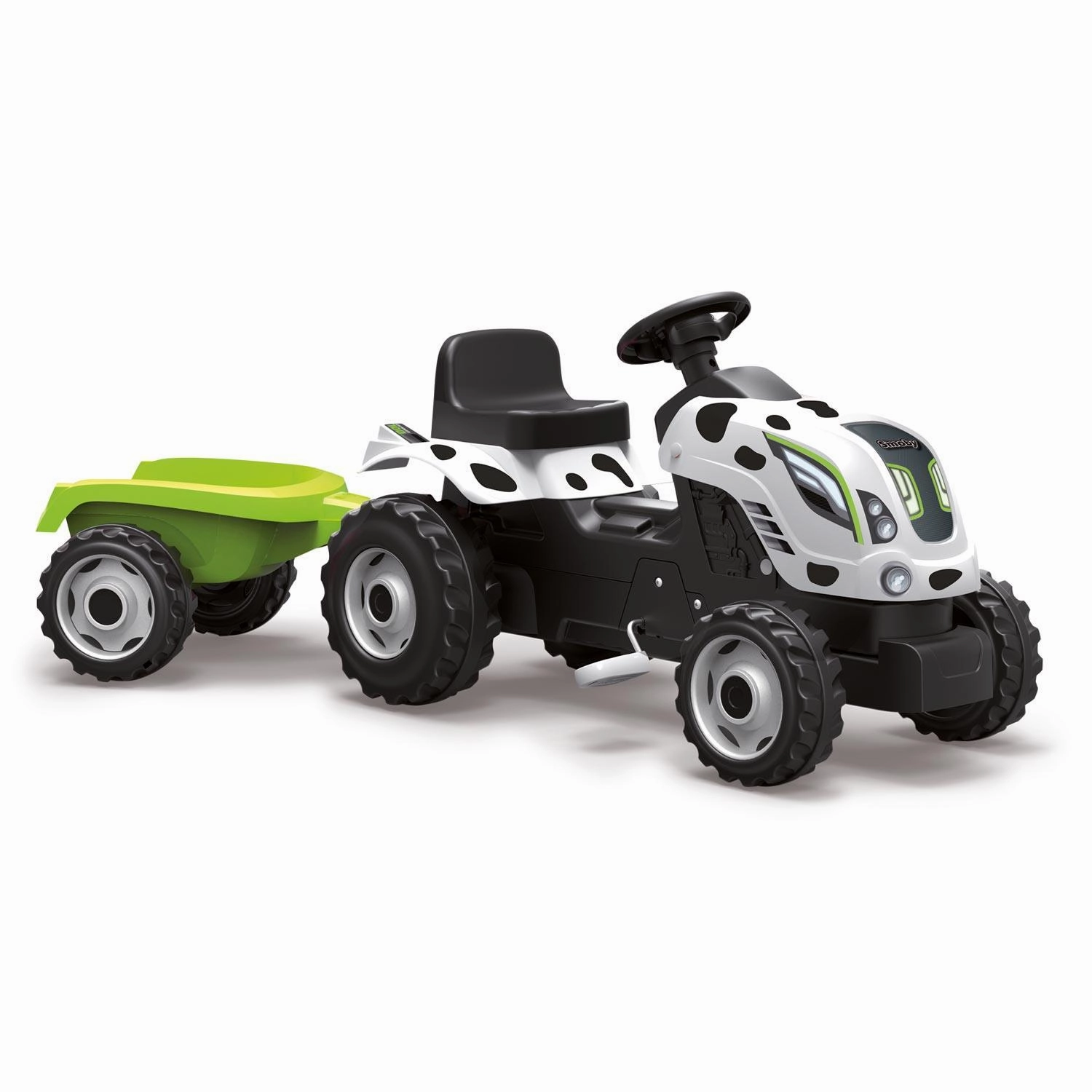 Playroom adventures begin here Smoby Xl Pedal Tractor With Trailer - Cow Print