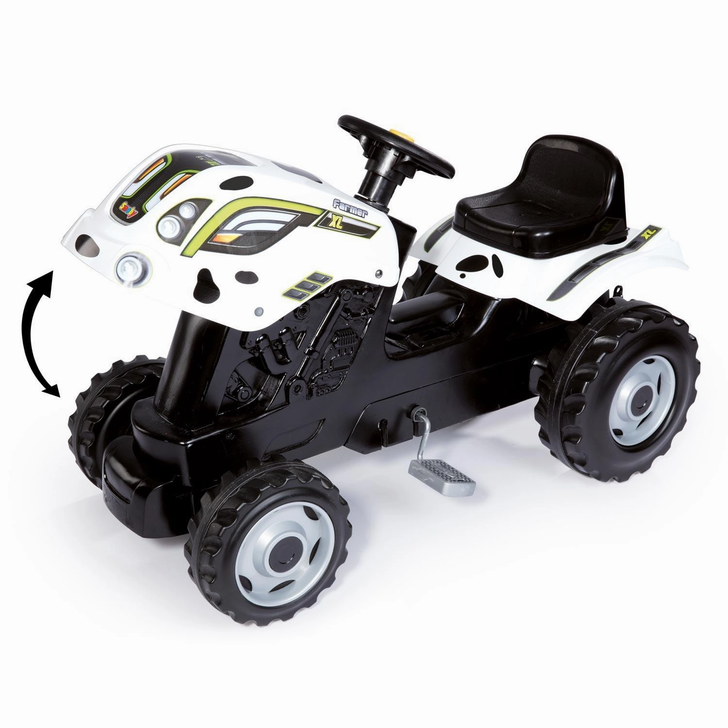 Curiosity starters Learning through play Smoby Xl Pedal Tractor With Trailer - Cow Print