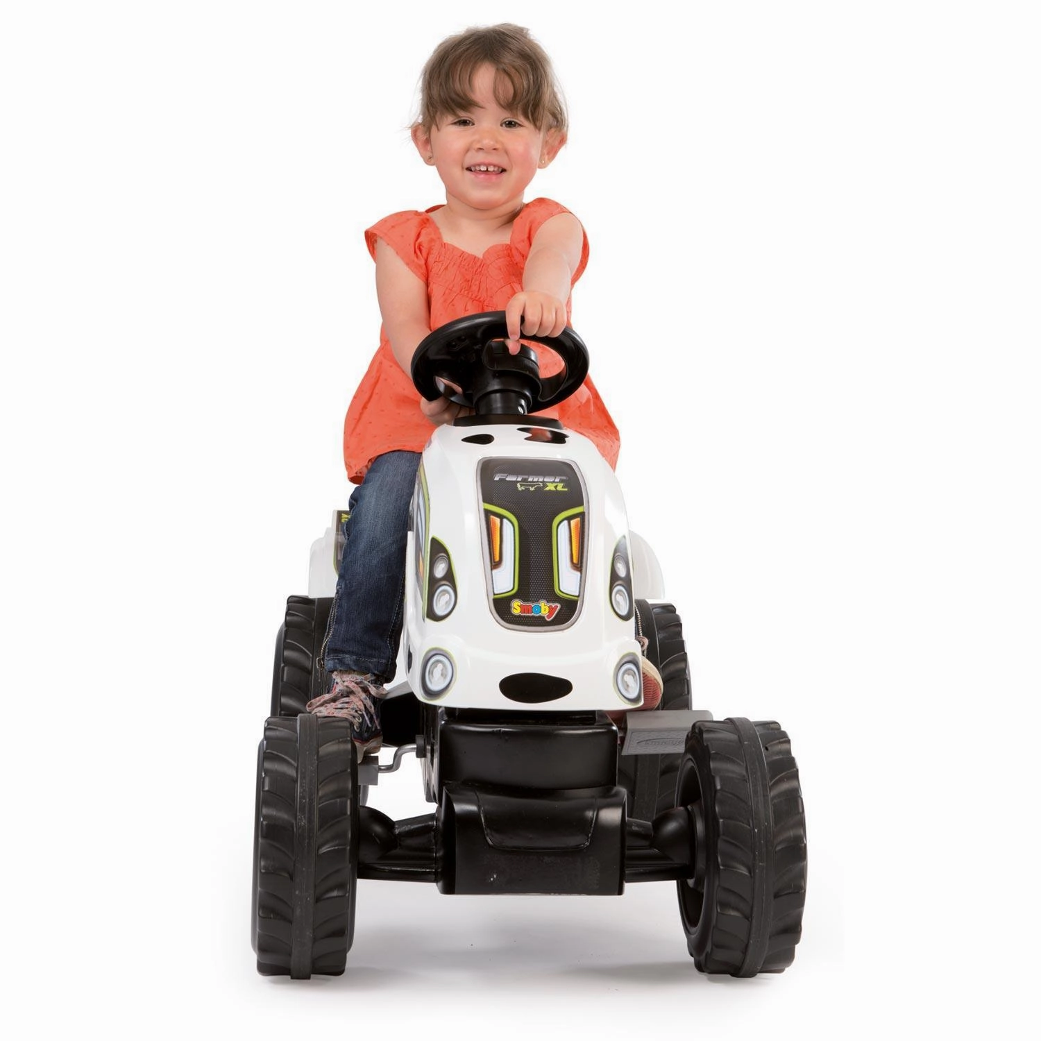 Smoby Xl Pedal Tractor With Trailer - Cow Print Young imaginations Creative kids