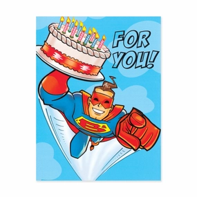 Busy kids Super Hero With Cake Enclosure Card